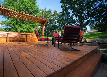 Deck staining in Hatch, UT by Sterling Craft Construction.